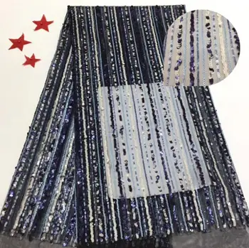 

yaking-12.4104 Hot selling african sequins lace fabric tessel fringel embroidered tulle mesh lace fabric