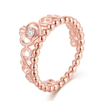 

My Princess Tiara Ring Rose & Clear CZ Woman Rings For Jewelry Making 925 Original Silver Jewelry Make Up Woman Gift Ring