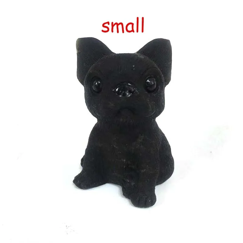 little one Высокое качество Черный обсидиан милая собака форма камень ручной работы и полированный для домашнего декора Чакра Исцеление XY - Цвет: little one