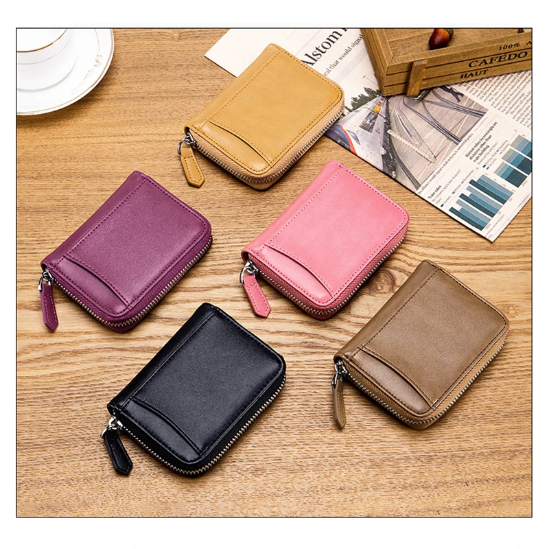 Simple PU Leather Coin Purse Men Small Change Pocket Blocking Business Card Holder Women Elegant Mini Wallet Money Bag