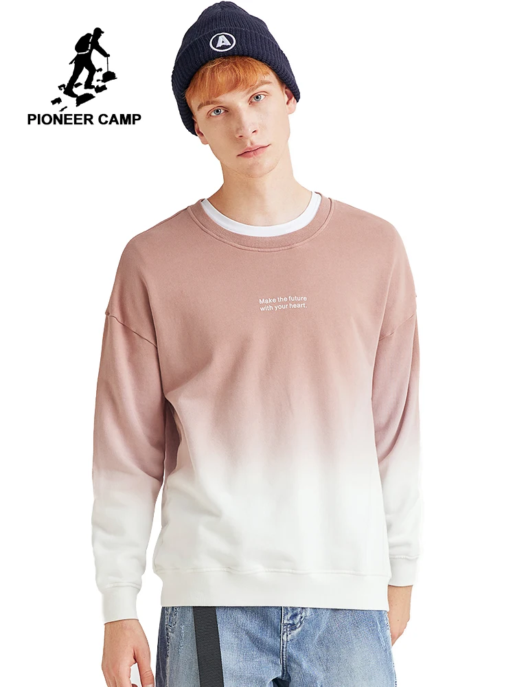 

Pioneer Camp Color Gradient Sweatshirt Special design Crew Neck Letter Pattern Casual Cotton Man's Hoodies AWY902325T