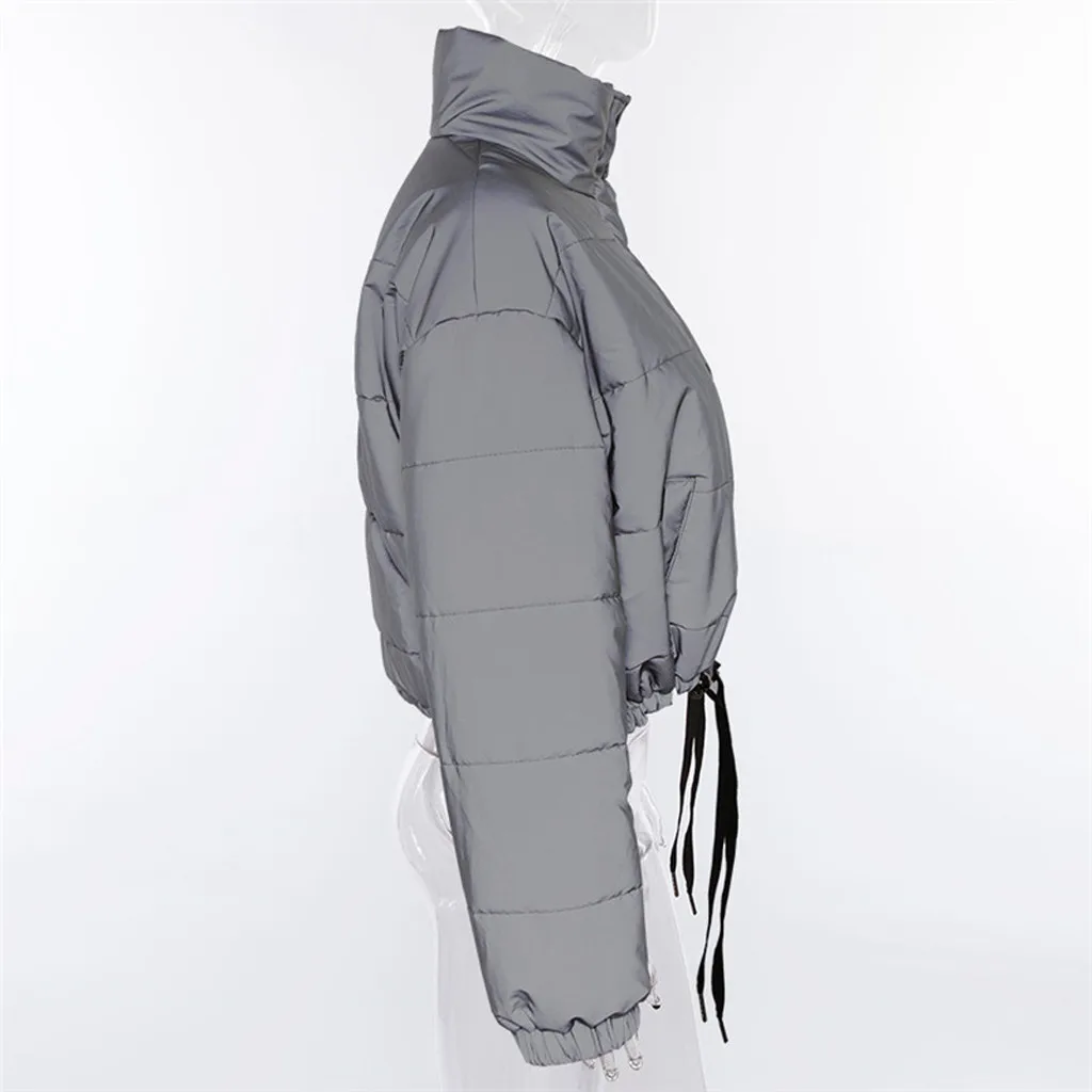 JAYCOSIN autumn winter trend luminous reflective casual short coat jacket thickening sports zipper cardigan fashion coat warm