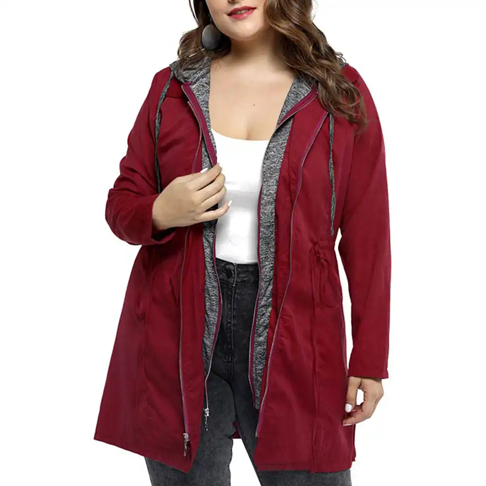 Casaco com capuz feminino plus size Clearance
