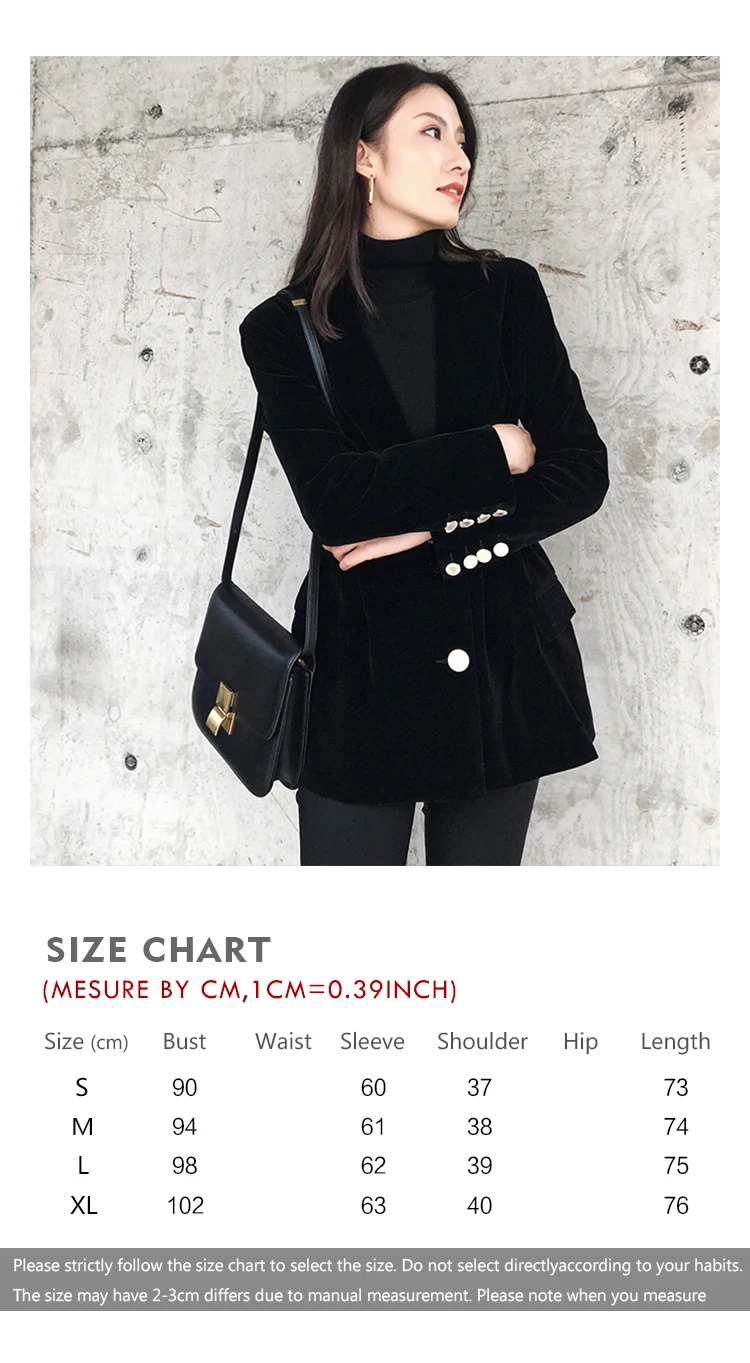 Women blazers and jackets OL work bussiness black velvet jacket coat for ladies mujer casual blazer