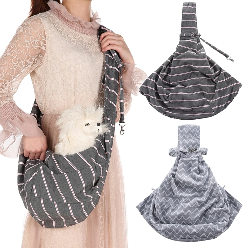 Hands-free Reversible Small Dog Cat Sling Carrier Bag Travel Tote Soft Comfortable Double-sided Pouch Shoulder Carry Handbag