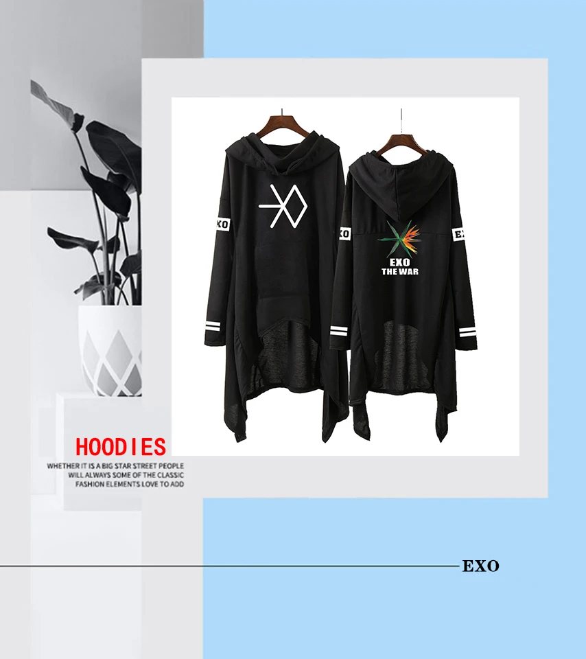EXO модные корейские EXO DO LAY SE HUN KAI SING FOR YOU EXO толстовки Свободная юбка для женщин Harajuku толстовки для девочек пуловеры S-XXL