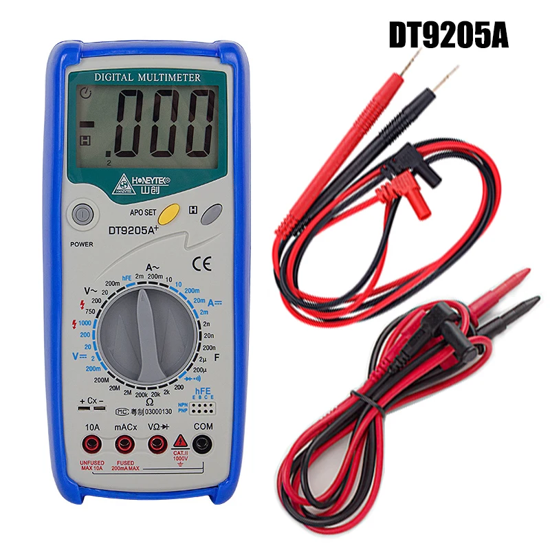 

HONEYTEK DT9205A Professional Digital Multimeter Electric Handheld AC/DC Ammeter Voltmeter ohm Capacitance Tester esr Meter