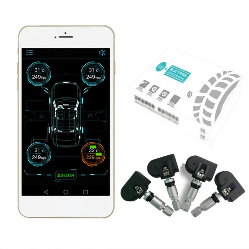 4 шт. встроенные внутренние датчики автомобиля TPMS Bluetooth Беспроводная система мониторинга давления в шинах сигнализация