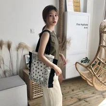 Хлопковая парусиновая Экологичная для шоппинга с ручкой сумка через плечо с цветочным принтом плиссированная отделка CYB28