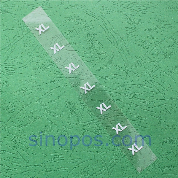 Clothes Size Strip Label, adhesive clear tape rectangular labels apparel pants folded garment pile display tag clothing sticker