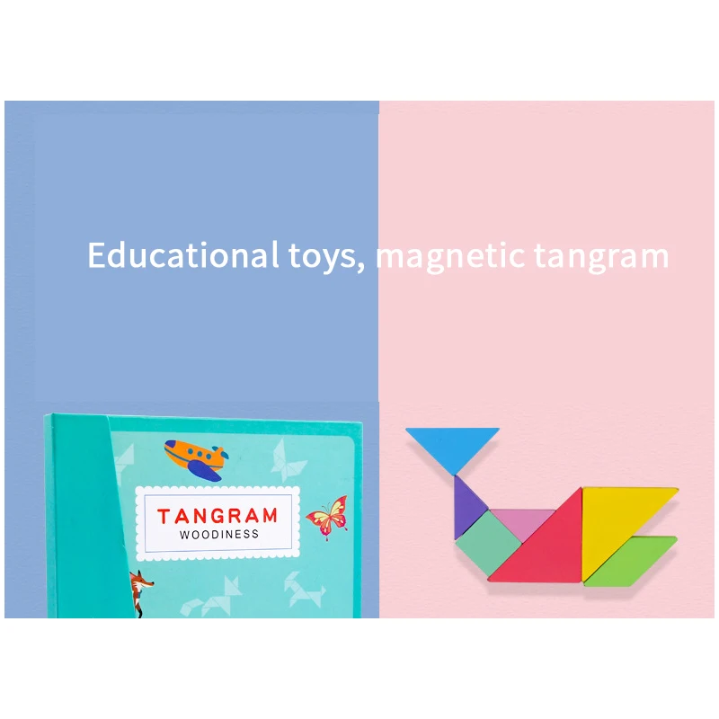 Деревянные красочные Tangram головоломки с магнитной магической книгой Монтессори когнитивные раннего обучения Развивающие игрушки подарки для детей