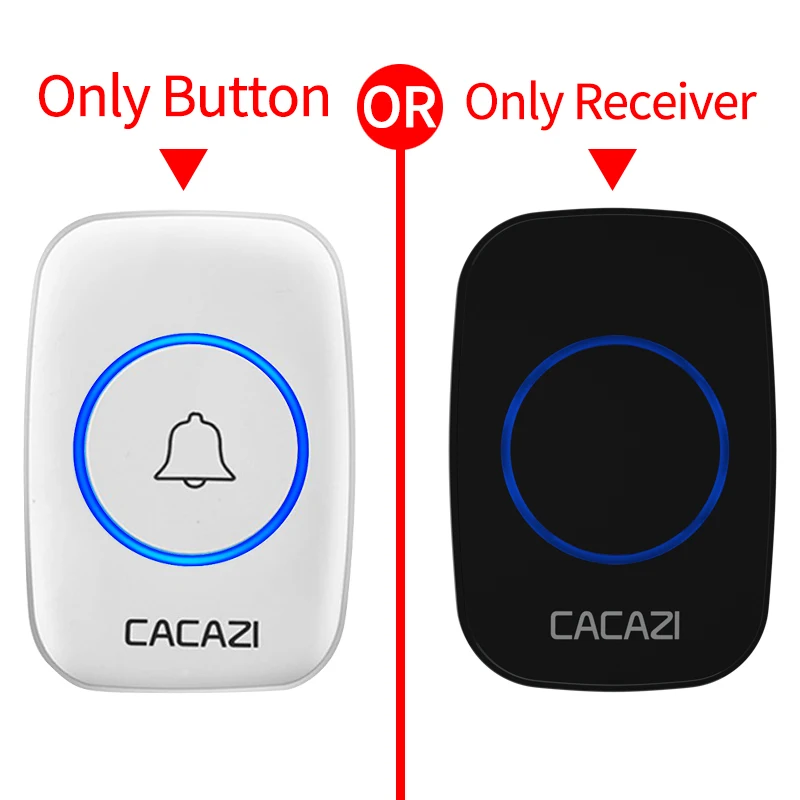 CACAZI Only Button or Receiver For A10 Two Version ZJ OR YB Home Intelligent Wireless Waterproof Doorbell 300m Range Door Bell