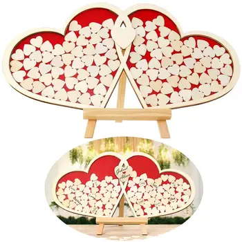 

HOMEMAXS Wooden Check-In Counter Wedding Table Desk Dispaly Hearts Confetti Scatter Crafts For Wedding Party Reception Supplies