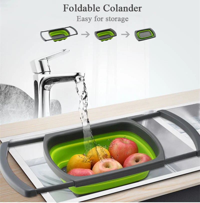PP ТПР ситечко для кухни Escurridor дуршлаг складной Colador Passoire Cocina Silicona Vergiet сливная корзина для овощей и фруктов