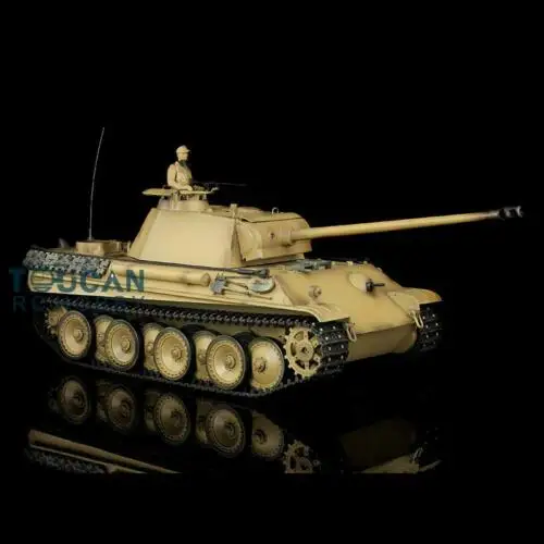 Henglong 1/16 желтый 6,0 пластик немецкая пантера G RTR rc Танк 3879 360 револьверная башня TH12664