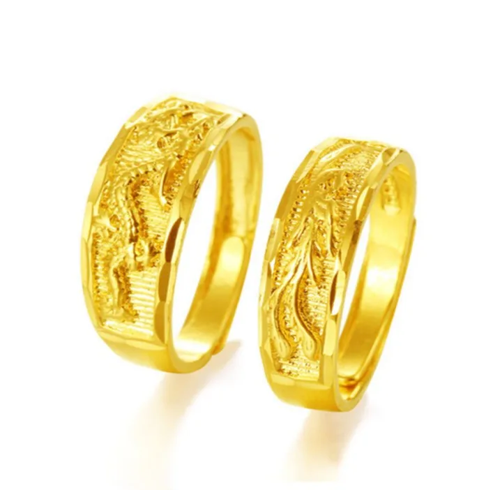 

2019 Fashion Luxury Vietnam Shakin Gold Chinese Dragon Phoenix Ring for Men Women Couple Lovers Engagement Wedding Rings Jewelry