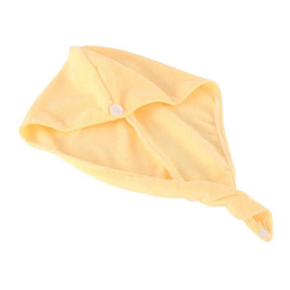 Yellow Time Saving Wrap Thickened Microfiber Spa Resuable Towl Turban Water Absorption Shower Drying Hair Cap Bathing Washable - Color: Yellow