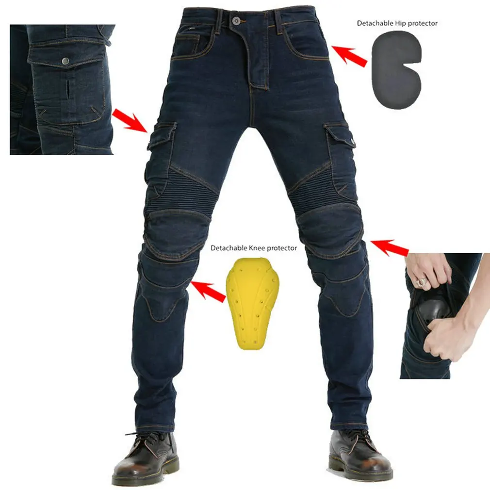 

Anti-fall Riding Motorcycle Pants With Protective Gear Off-road Racing Jeans Waterproof Denim Cloth Jeans