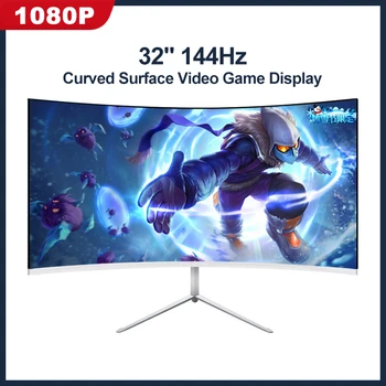 

32Inch Curved Gaming Monitor 1920*1080 16:9 144Hz High Refresh Rate 1800R MVA HD Game Screen HDMI DP Laptop Computer Monitor