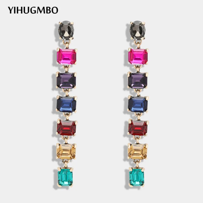 YIHUGMBO Bohemian Layer Acrylic Dangle Earrings for Women Girls Multi Color Elegant Korean Jewelry Statement Gifts New | Украшения и