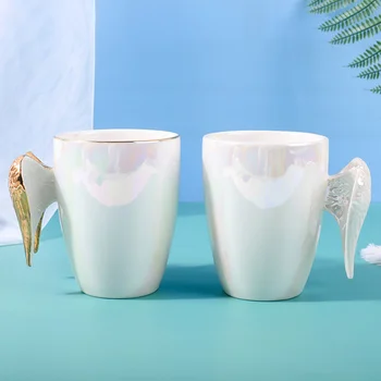 

Ceramic Cups Portable Mug Creative Wing Drinking Cups Multi-purpose Ceramic Water Cups for Home Living Room (White)