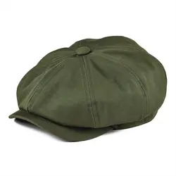 BOTVELA Newsboy Cap Men's Twill Cotton Eight Panel Hat Women's Baker Boy Caps Retro Big Large Hats Male Boina Green Beret 003