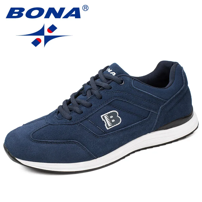 DEEP BLUE BONA/классический стиль; замшевые спортивные кроссовки; мужские модные повседневные кроссовки на шнуровке; удобные дышащие уличные кроссовки для бега - Цвет: DEEP BLUE