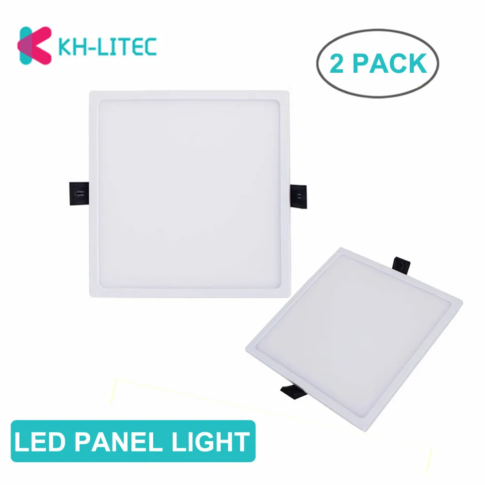 

KHLITEC 2 PACK Square LED panel downlight 8W 16W 22W 30W Ceiling Recessed Slim Ultra Thin Design LED Panel Light Living Room