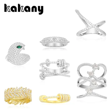 

Kakany Fashion Triple Ring With Sliding Ring Pave X-shaped Ring Manufacturing High-quality Personalized Female Shiny Zircon Ring