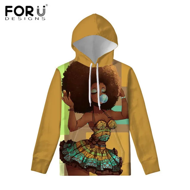 FORUDESIGNS/розовая толстовка черного цвета с рисунком в африканском стиле для девочек; Женская толстовка; сезон осень-зима; пуловеры с длинными рукавами; модная одежда для пары - Цвет: YQ1903Z72W