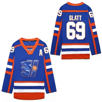 

BG ice hockey jerseys 69 GLATT Embroidery sewing big H A LOGO captain Hip-hop culture movie jerseys big size bule new