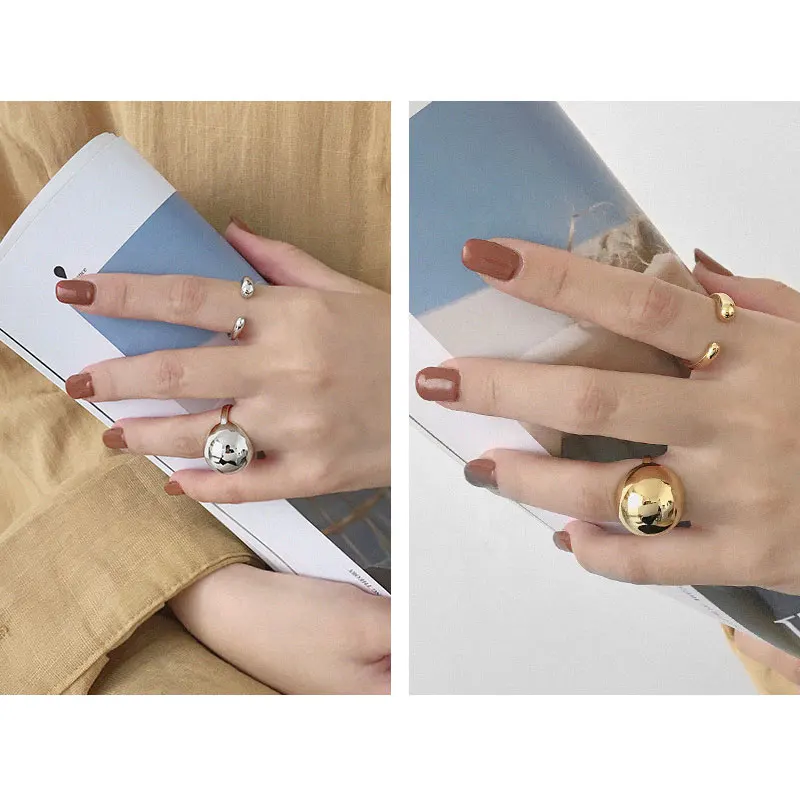 OLOEY,, настоящее, 925 пробы, серебряное, регулируемое кольцо, Корея, Геометрическая Сфера, открытые кольца для женщин, хорошие, вечерние, ювелирные изделия YMR896