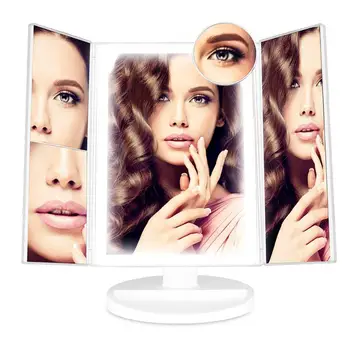 

Makeup Mirror with 88 LED Lights 1X/2X/3X/10X Magnifying Mirror Vanity 3 Folding Cosmetics Mirrors Touch Screen USB Rechargeable