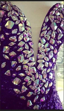Настоящий образец вечернее платье кристаллы фиолетовые Блестки vestido de noiva Дешевые Длинные платья для матери невесты - Цвет: Фиолетовый
