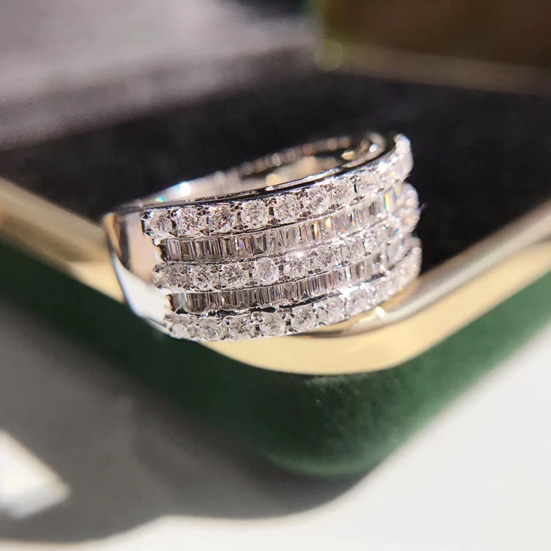 Цельное кольцо из белого золота 18 К 1,0ct с бриллиантами для женщин