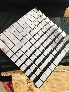 

8ft 64pcs himmer mirror silver square backdrop for wedding party event