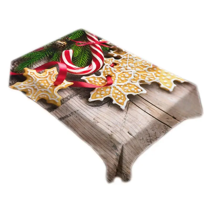 Christmas Square Tablecloth Gingerbread Man Snowflake Digital Printing Table Cover for Party Supplies Dining Room Kitchen Decor - Color: G