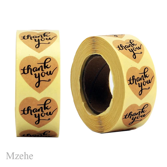 50-500pcs 1inch kraft paper Handmade Stickers Gift Sealing Sticker Festival Birthday Party Decorations Labels Thank you Stickers I