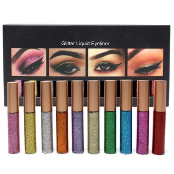 

10pcs Colorful Glitter Shimmer Liquid Eyeliner High Pigmented Long Lasting Makeup Eye Liner Pen Set for Women Girls