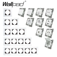 EU Glass and Function Key free Combination DIY White Button Reset Curtain USB EU French Switch Socket Round Back Wallpad L6