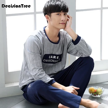 

2020 men's pajamas long sleeve home wear cotton plaid pyjamas men lounge pajama sets plus sleepwear sets