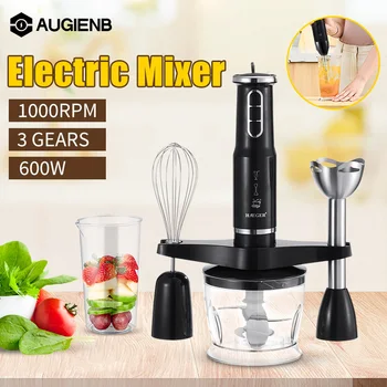 

4 Blades 3 Speed Electric Hand Blender 4 in 1 Kitchen 600W Food Mixer Egg Beater Vegetable Meat Grinder 220V Stainless Steel