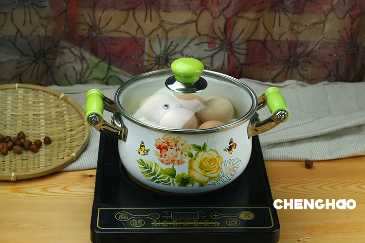 Голландская печь, утолщенный эмалированный горшок, куриная мультяшная чашка, суповая кастрюля, Горшочек для каши, Индукционная голландская печь