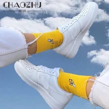 CHAOZHU весна лето милые носки с вышивкой фрукты персик/ананас/банан/авокадо свежие Смешные Женские Девушки Свободные ребро хлопковые носки
