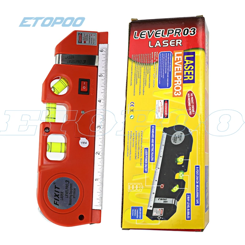 4 in 1 Accurate Multipurpose Laser Level Lever with tripod Cross Projects Horizontal Vertical Laser Light Beam Measure Tape