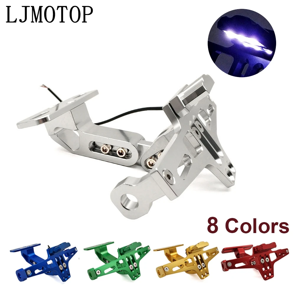 

Motorcycle License Plate Frame Holder Adjustable Angle + LED Light CNC For Gas Gas EC2T FSE FSR EC250 EC300 TC125 TE125