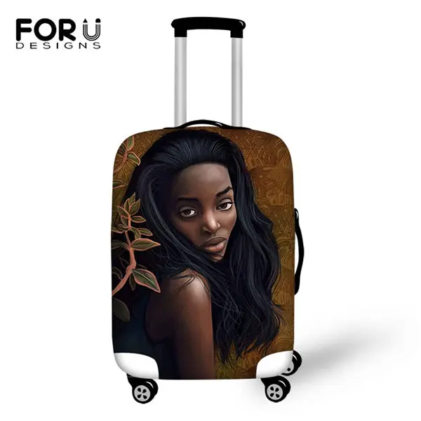 FORUDESIGNS/Модный чехол для багажа, черный Африканский узор для девочек, аксессуары для путешествий, афро-художественный дизайн, водонепроницаемый чемодан, чехол - Цвет: CDWX3952LMS