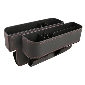 

Car Seat Storage Box Leather Car Console Side Organizer Seat Gap Filler Catch Caddy