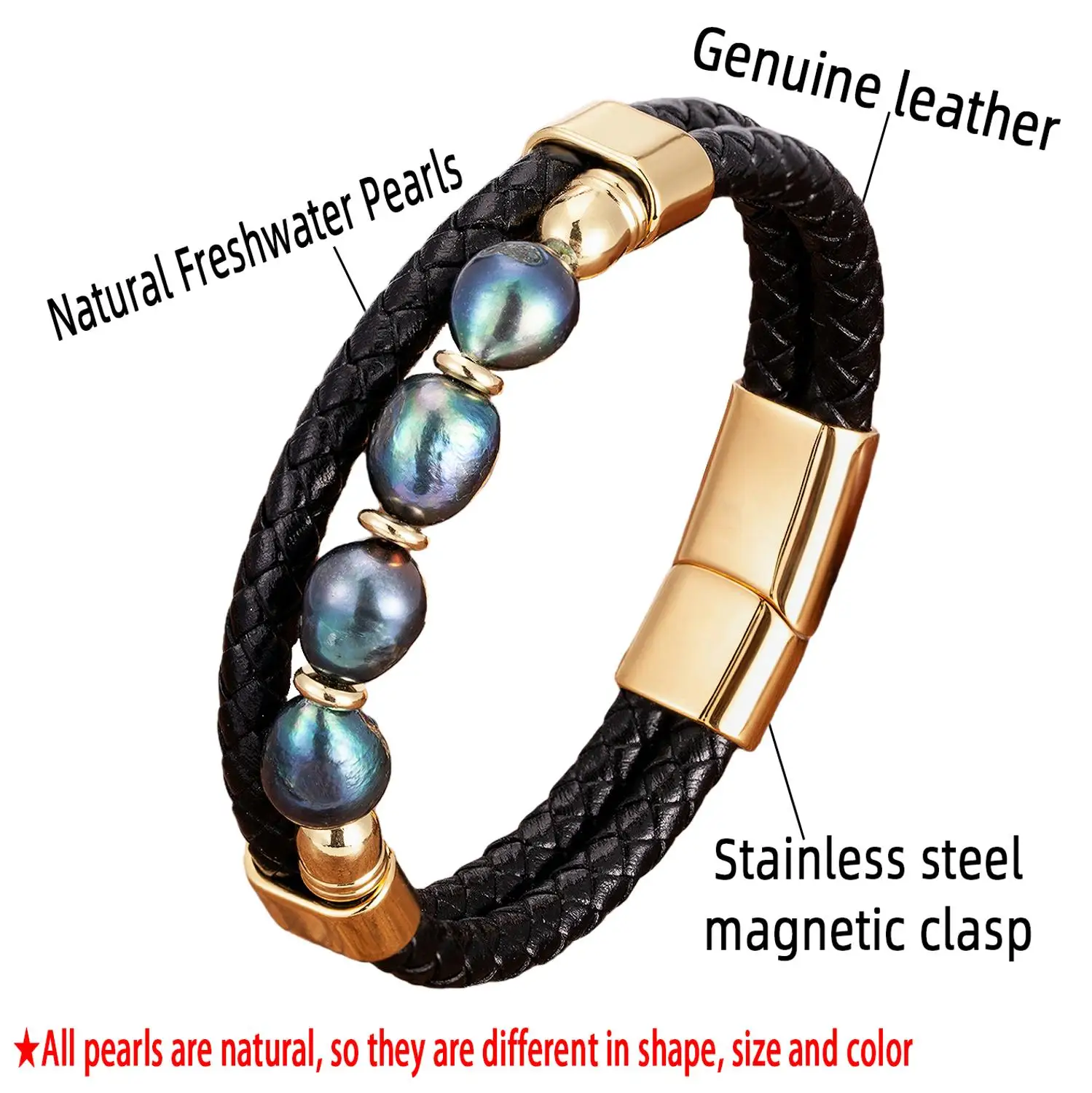 Charm Stainless Steel Bracelet Natural Freshwater Pearl Bead - Image 6