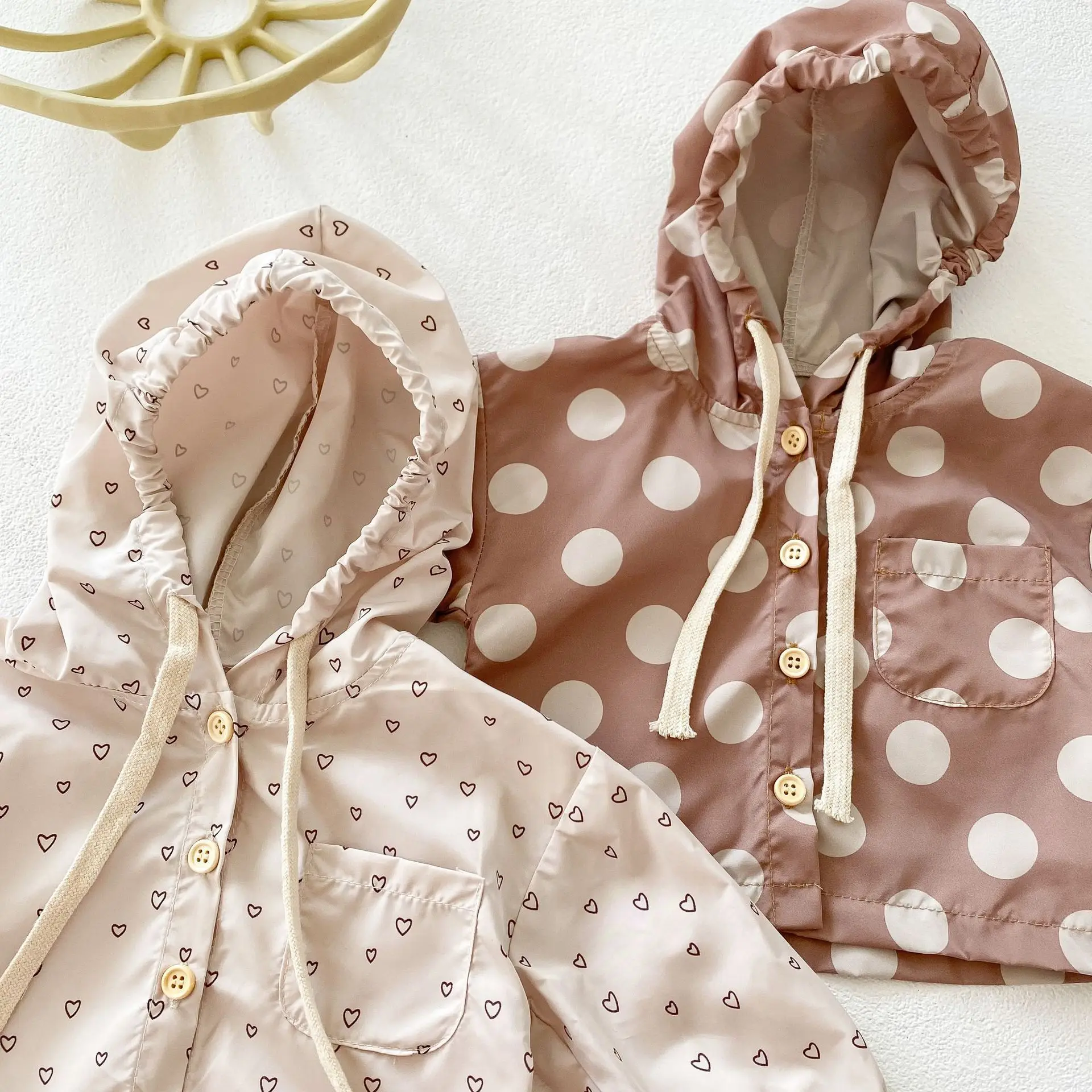 0-3T Newborn Kid Baby Boys Girls Clothes Heart Print Hooded Baby Coats and Jackets Cute Sweet Infant Outwear Spring Streetwear